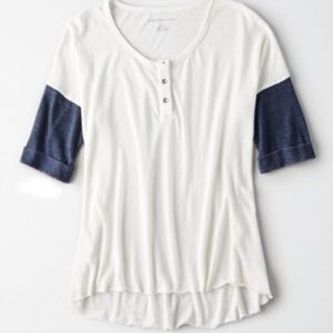 American Eagle Burnout Henley T-shirt